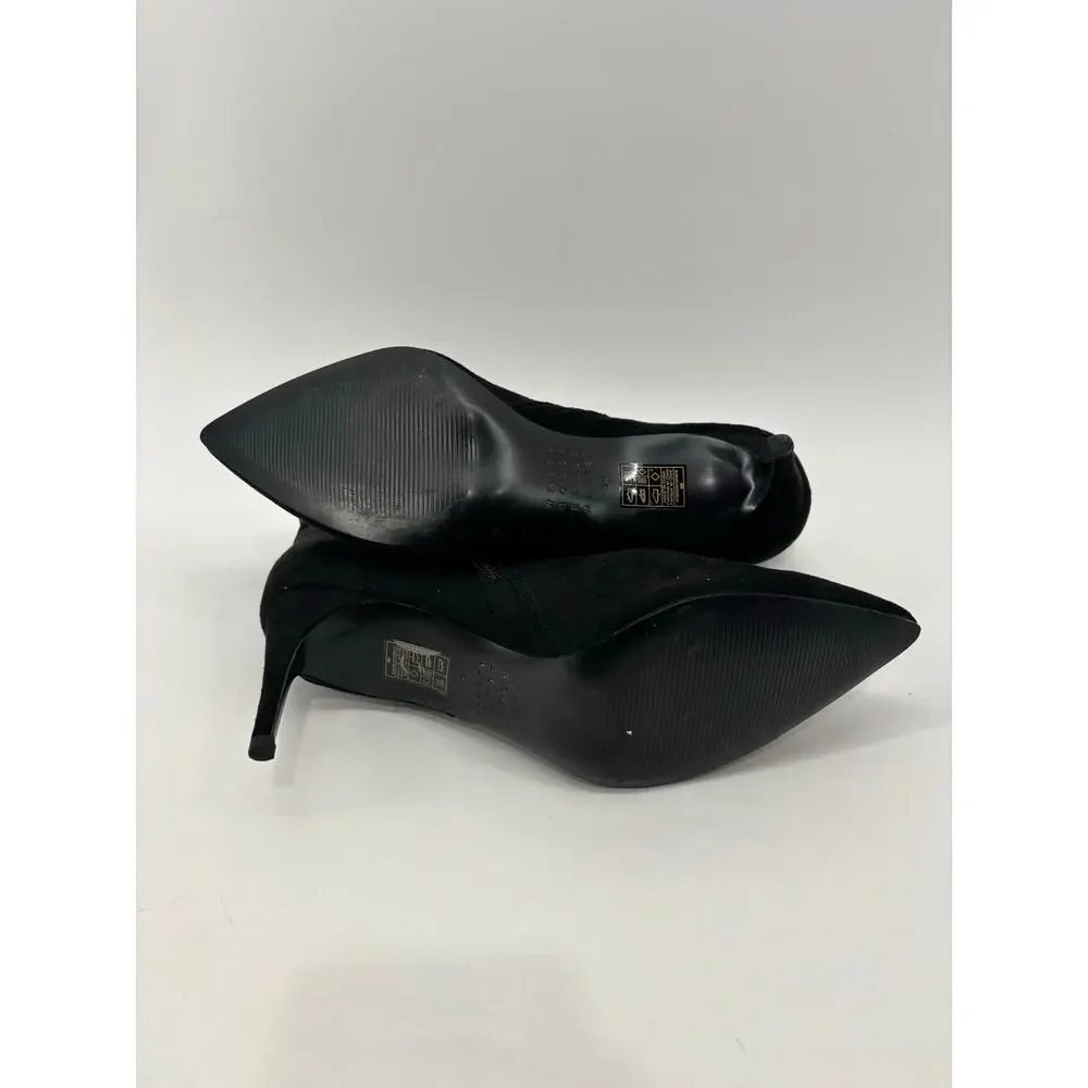 White House Black Market Size 9M Womens Black Booties Rhinestone Accents